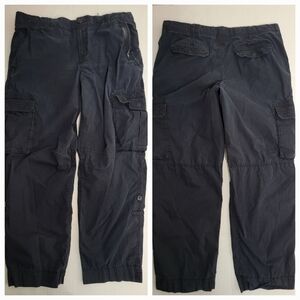 Norma kamali Cargo Pants Sz 12 Adjustable Length Straight Drawstring Black